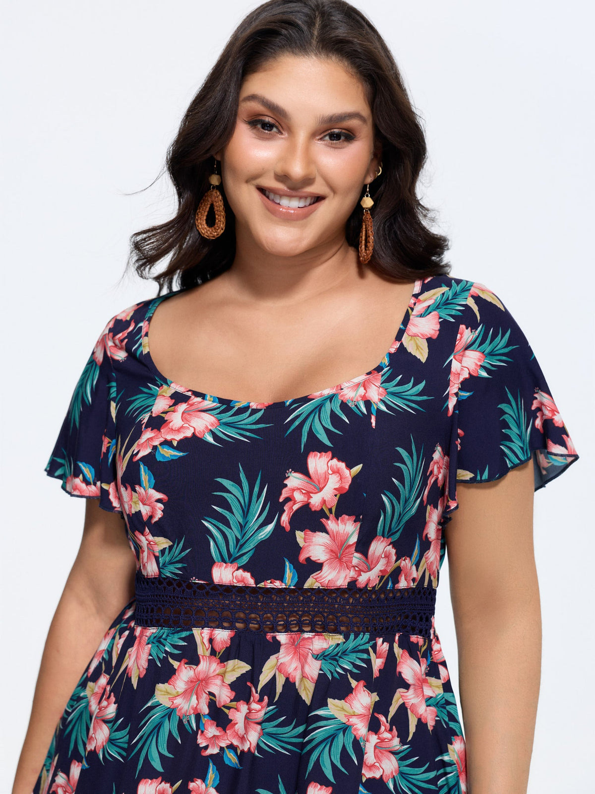 Floral Print Waist Patchwork Blouse