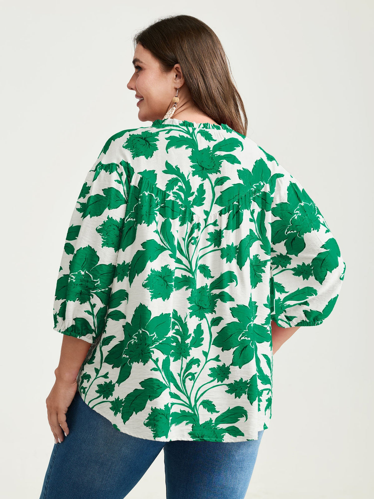 Sweet Floral Print Button Front Blouse