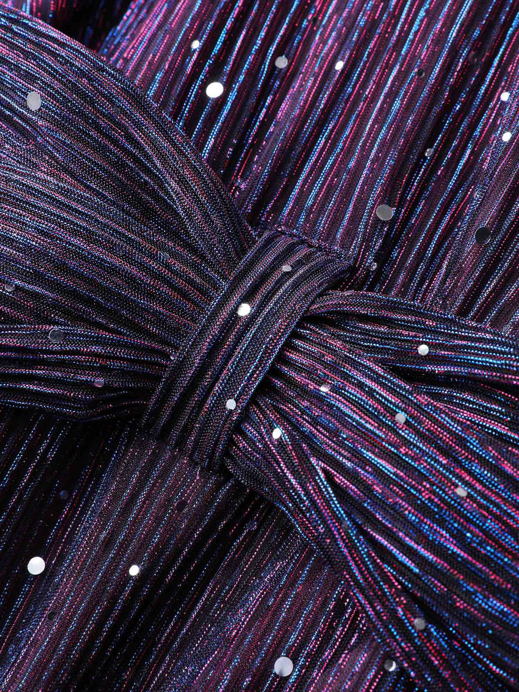 Shimmery Pleated-Waist Pockets Knee-Length Dress