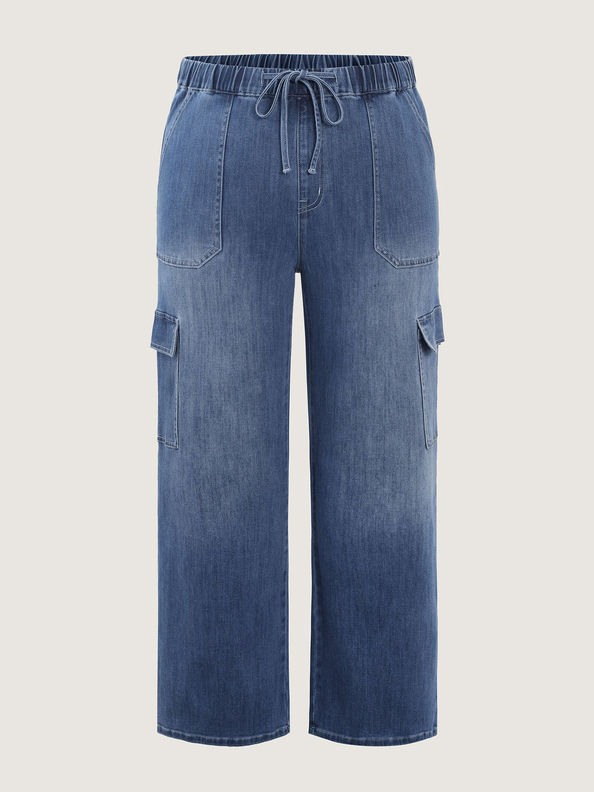 Supersoft Drawstring Wide-Leg Cargo Jeans
