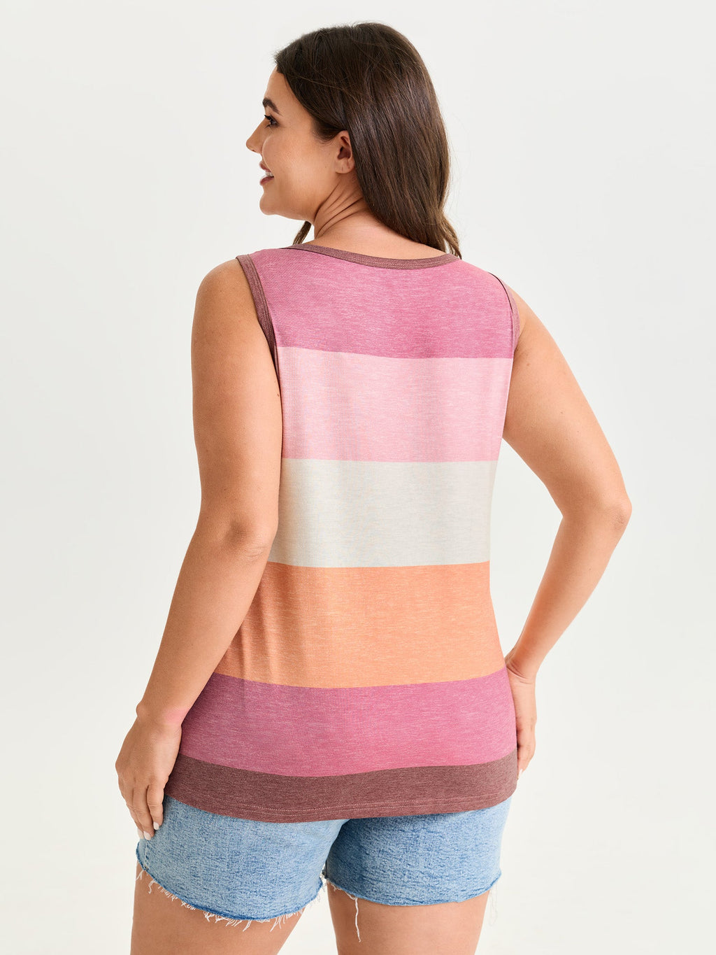 Multi-Color Stripes Off-Sleeves Vest