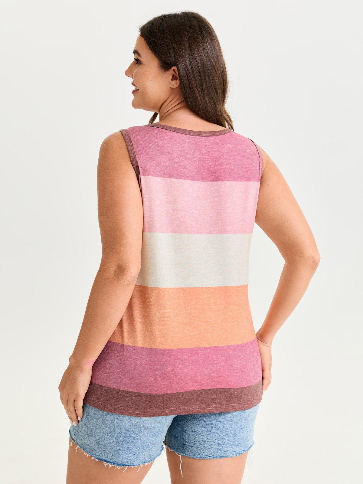 Multi-Color Stripes Off-Sleeves Vest