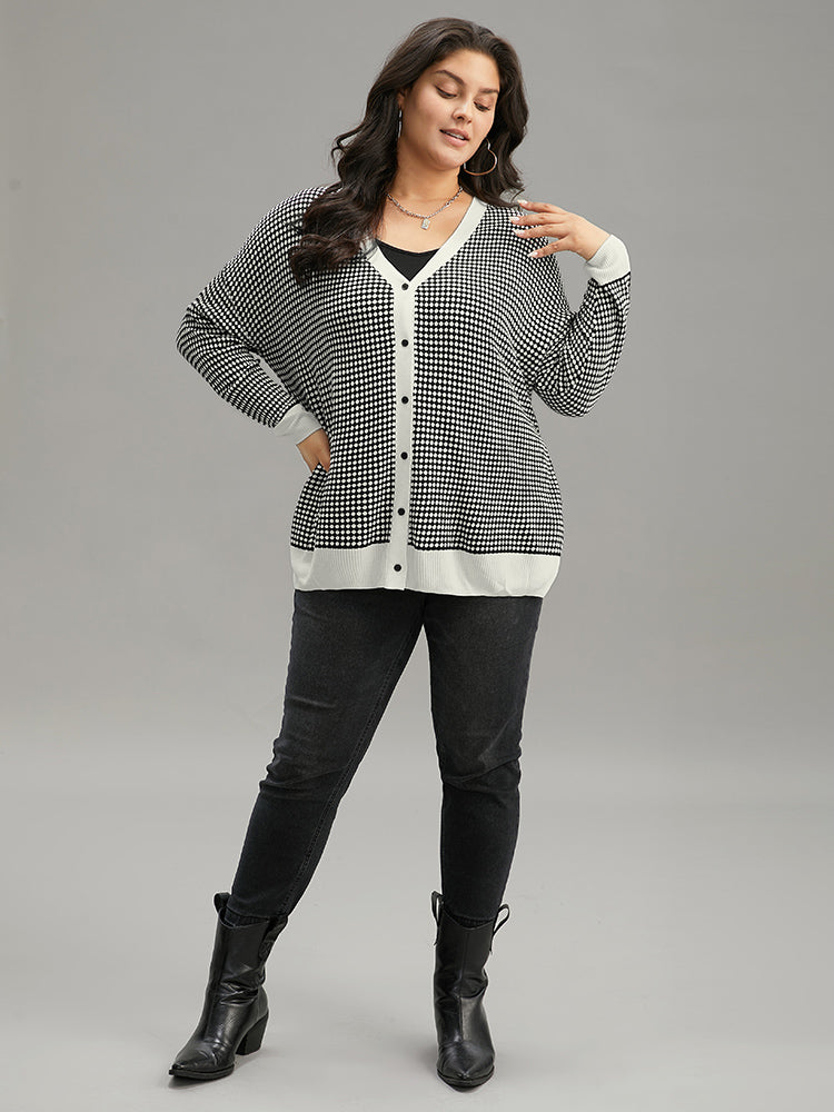 Polka Dot Patchwork Button Through Cardigan