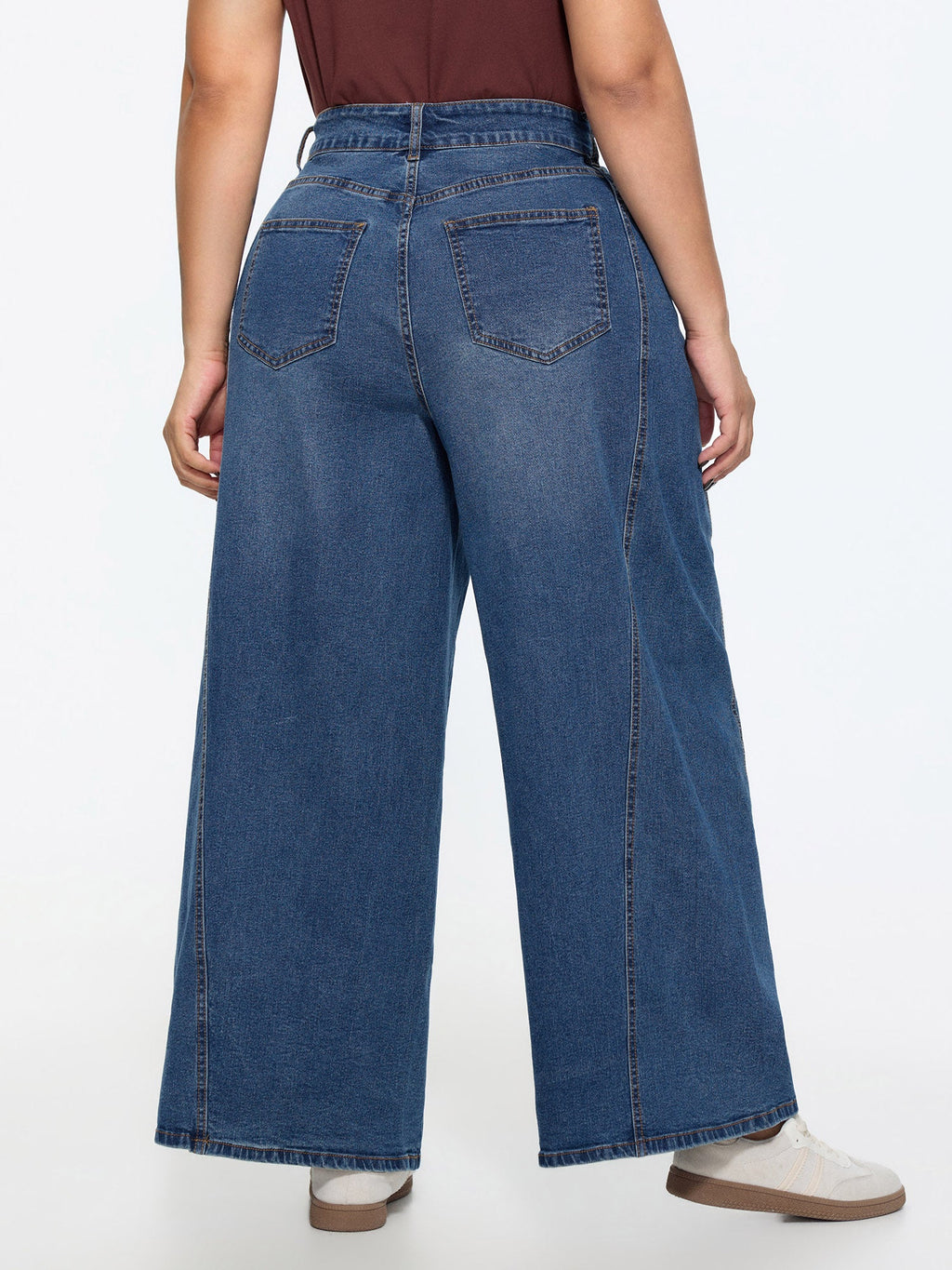 Stretchy Mid-Rise Wide-Leg Jeans