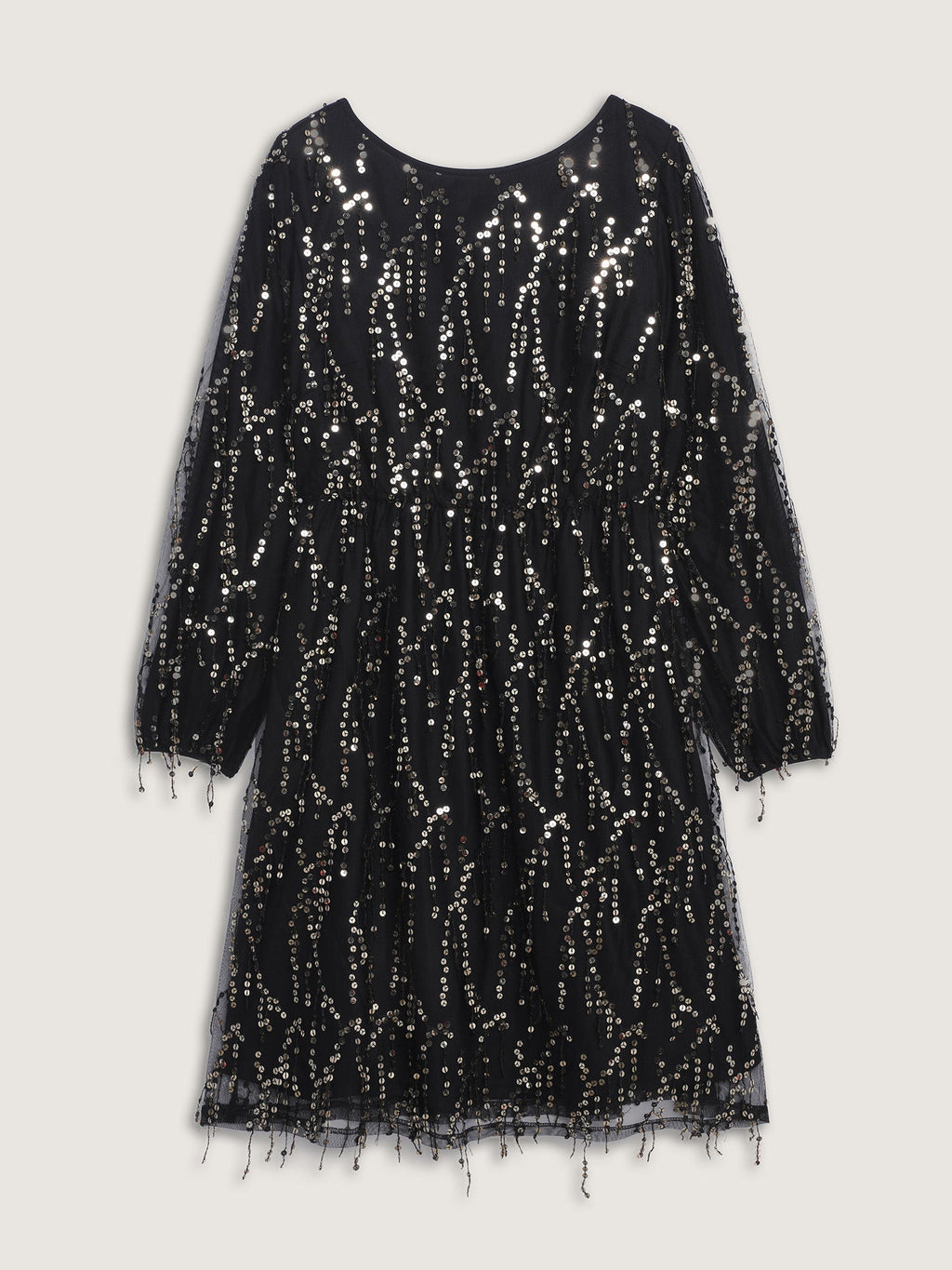 Back Bow Tie Fringe Sequin Mini Dress