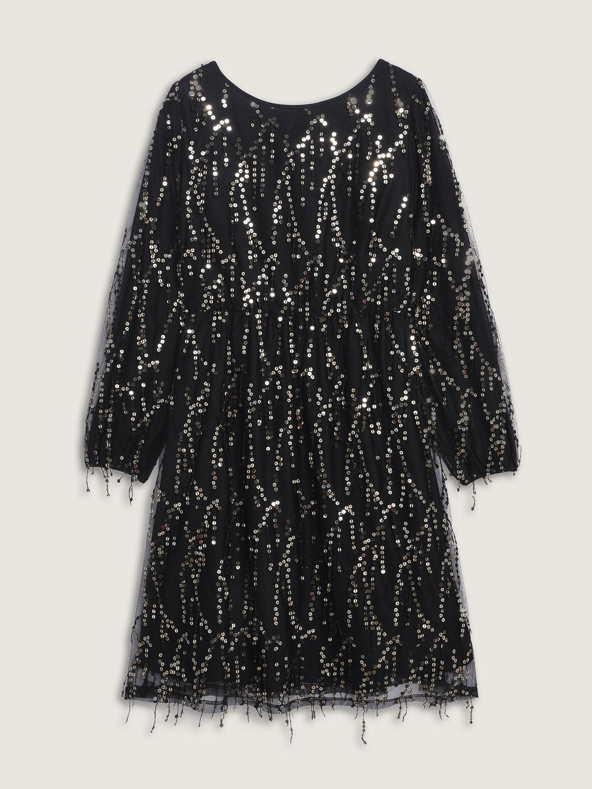 Back Bow Tie Fringe Sequin Mini Dress