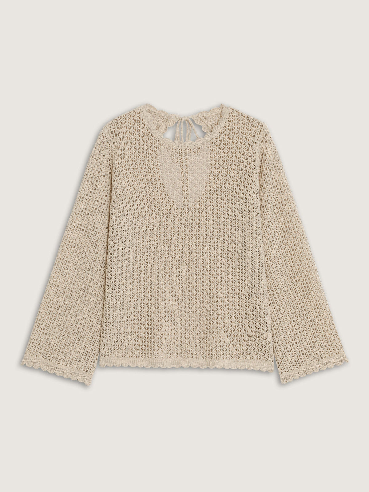 Sheer Hollow Out Back-Tie Cardigan
