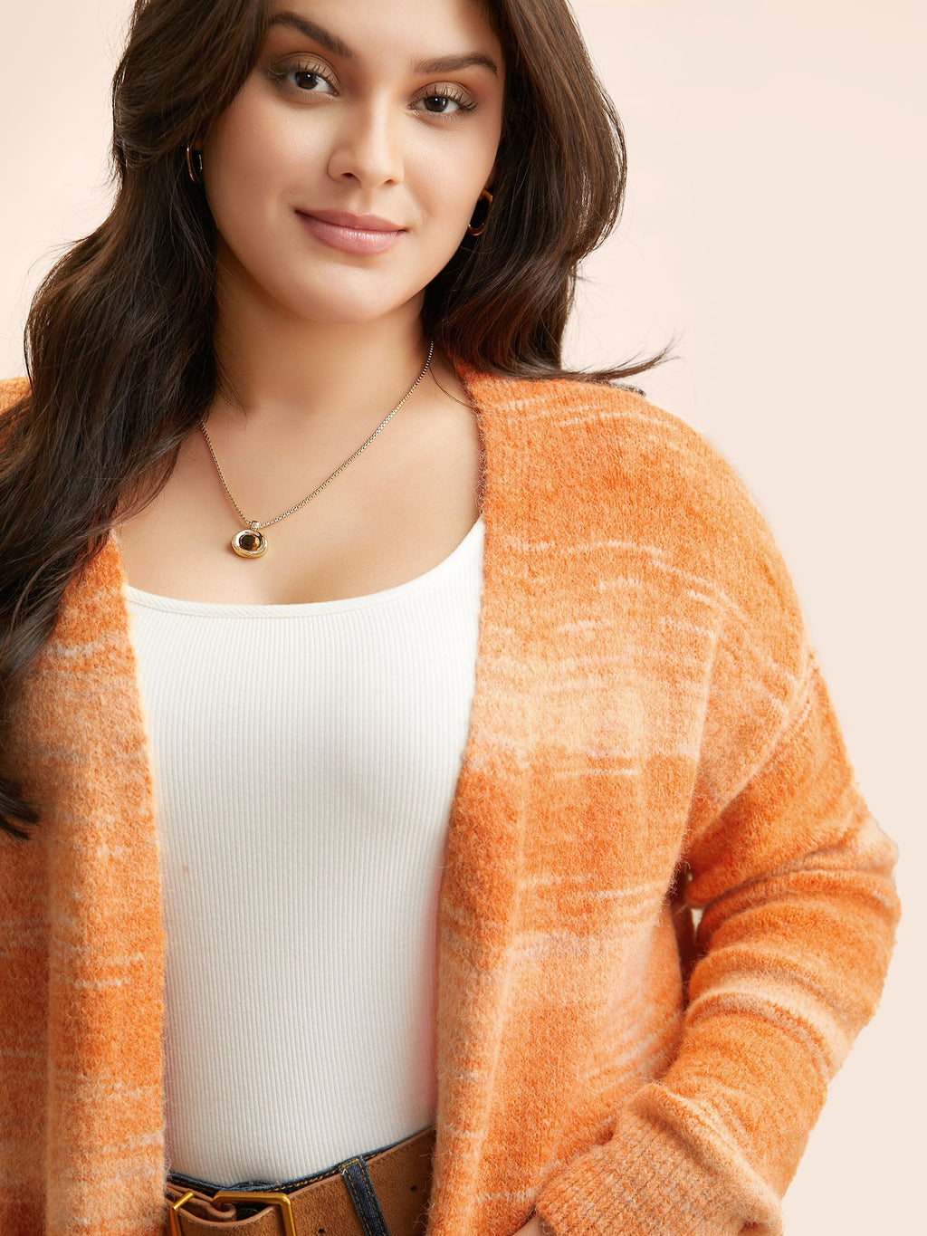 Ombre Patch Pocket Drop Shoulder Cardigan