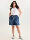 Pull-On Elastic Waist Denim Shorts