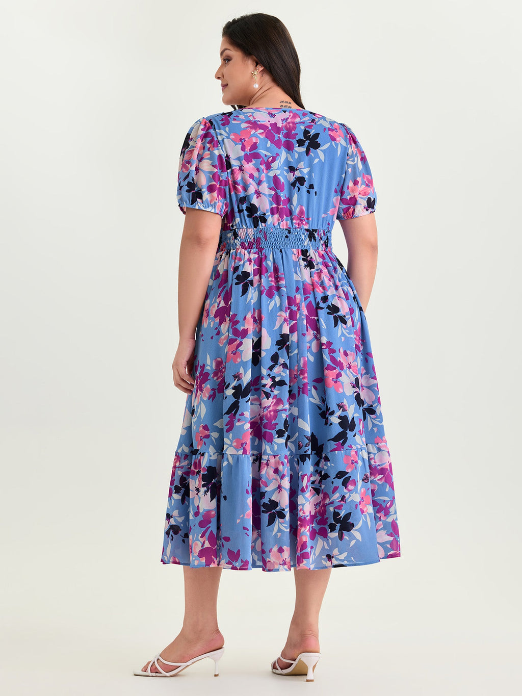 Island-Ready Floral Print V-Neckline Maxi Dress