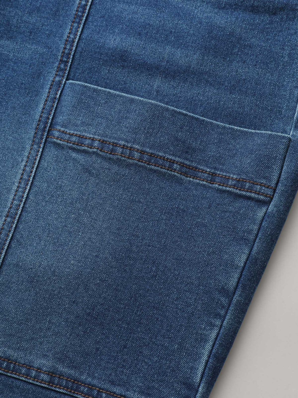 Pull-On Drawstring Straight-Leg Cargo Jeans