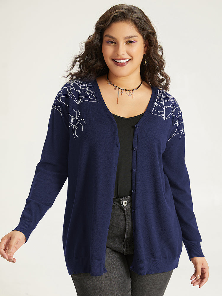Supersoft Essentials Halloween Spider Web Button Through Cardigan