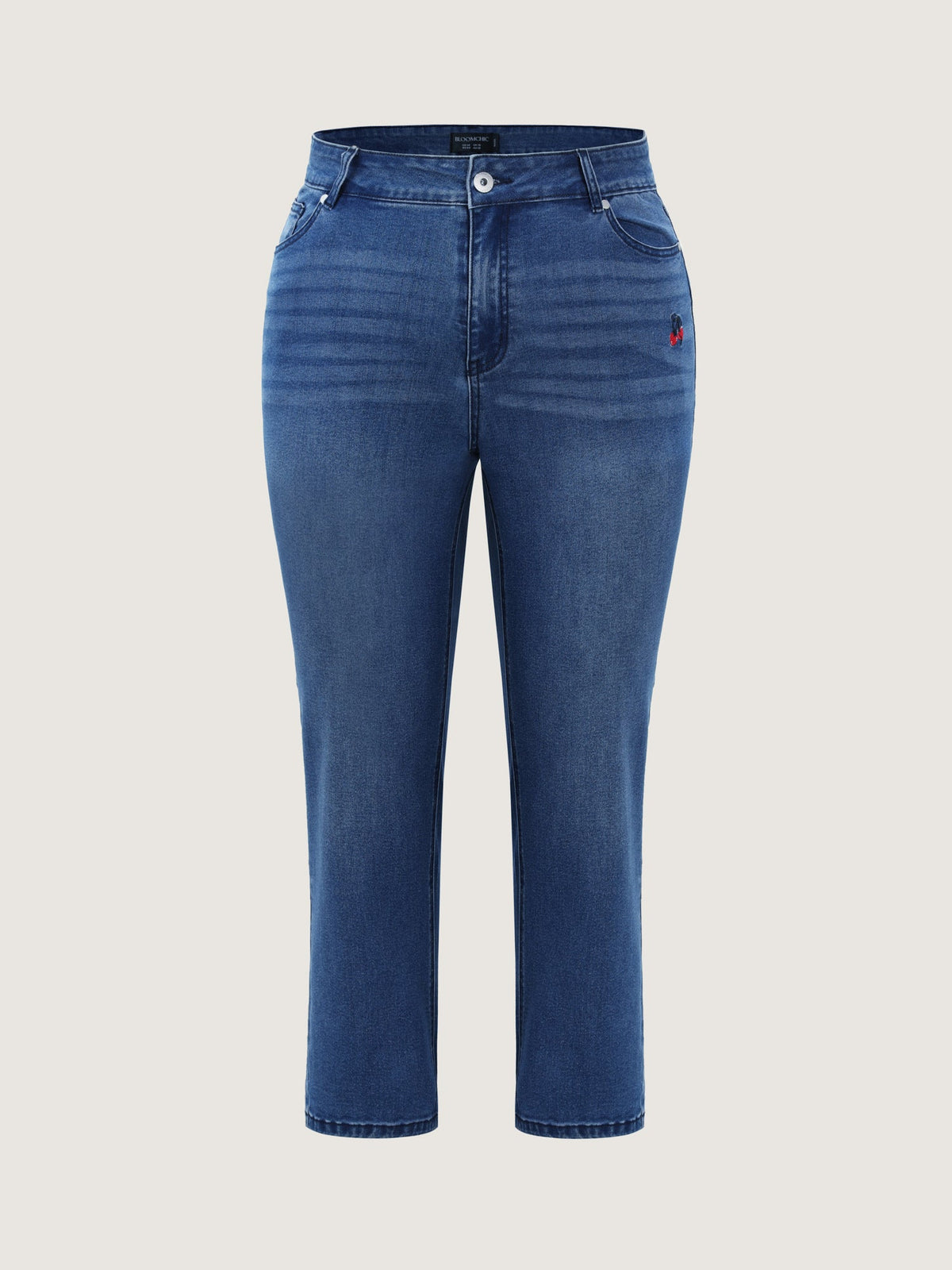 High-Rise Embroidered Straight-Leg Jeans