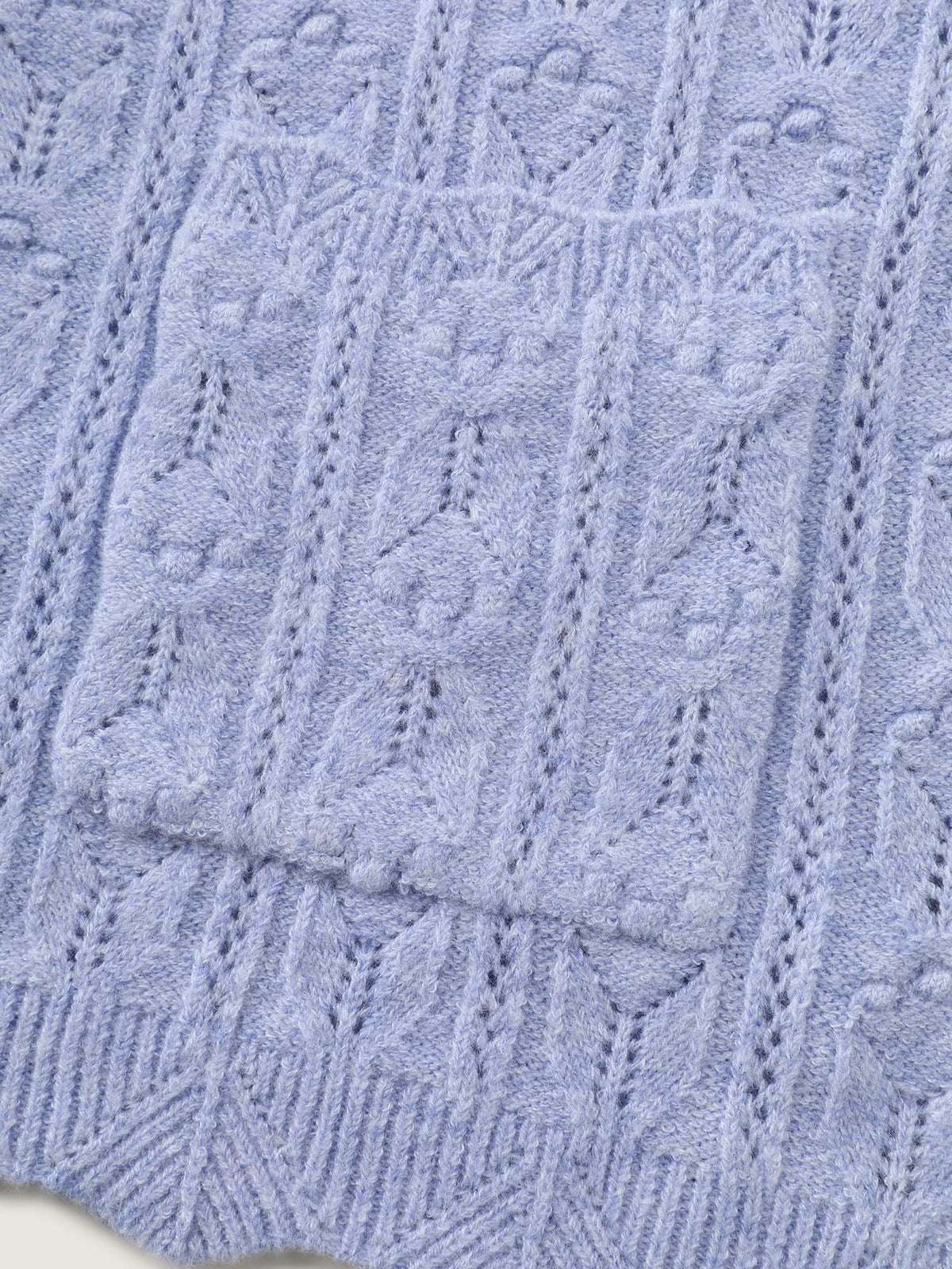 Textured Lantern Sleeve Button Knit Cardigan