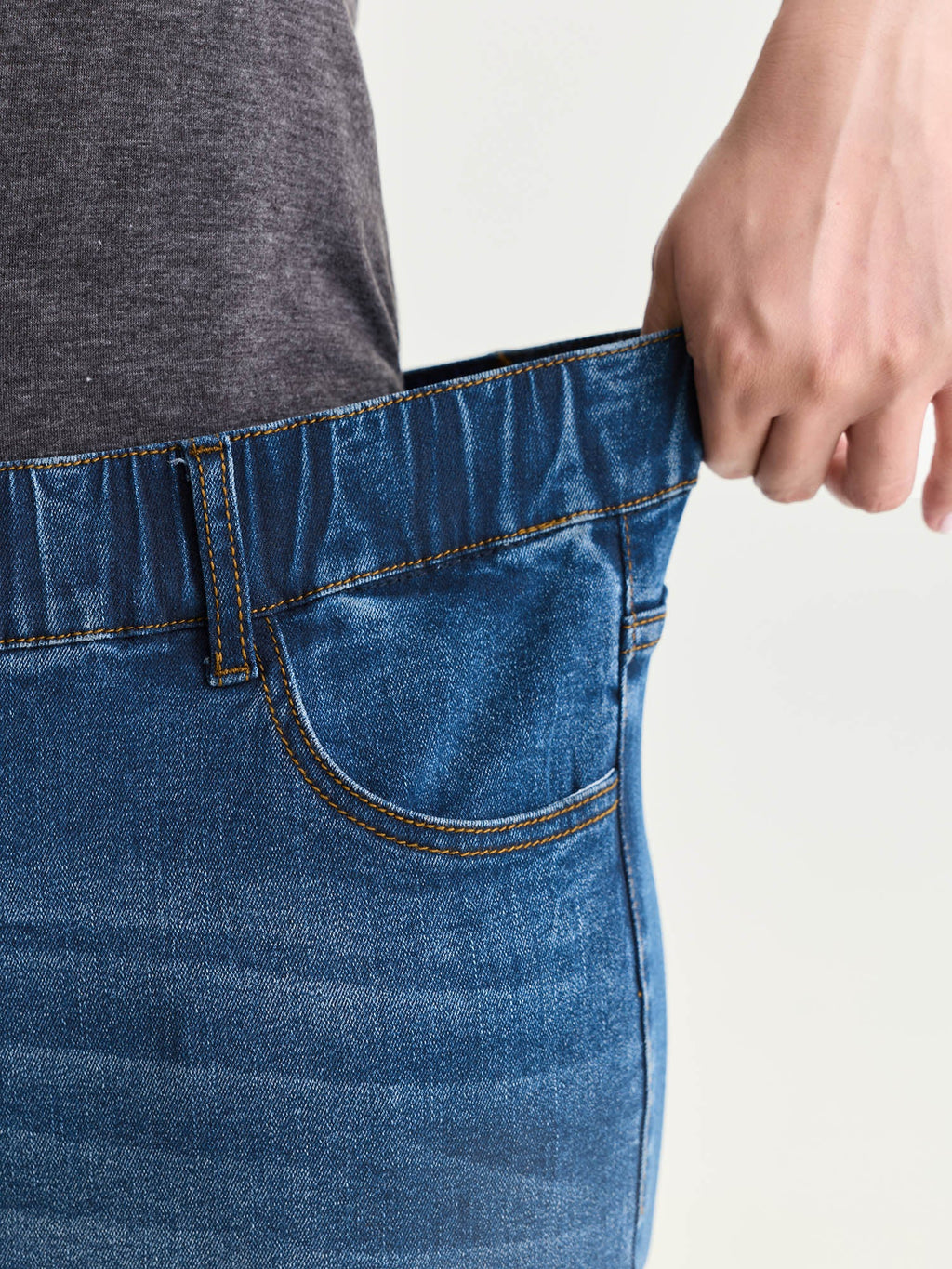 Pull-On Stretchy Denim Shorts