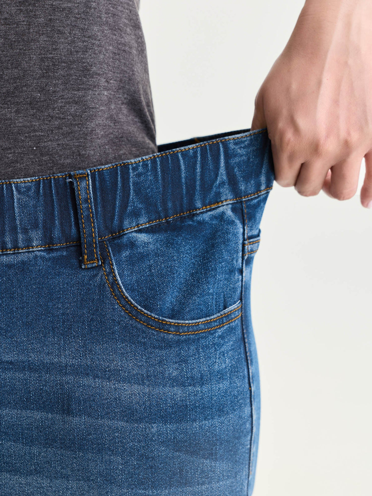 Pull-On Stretchy Denim Shorts