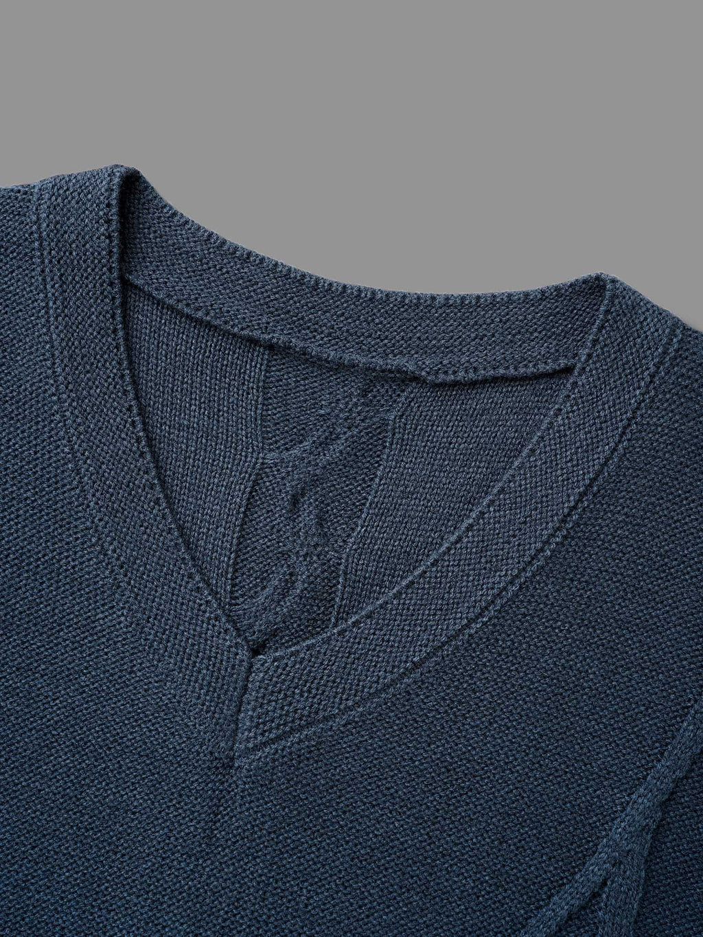 V Neck Cable Knit Texture Pullover