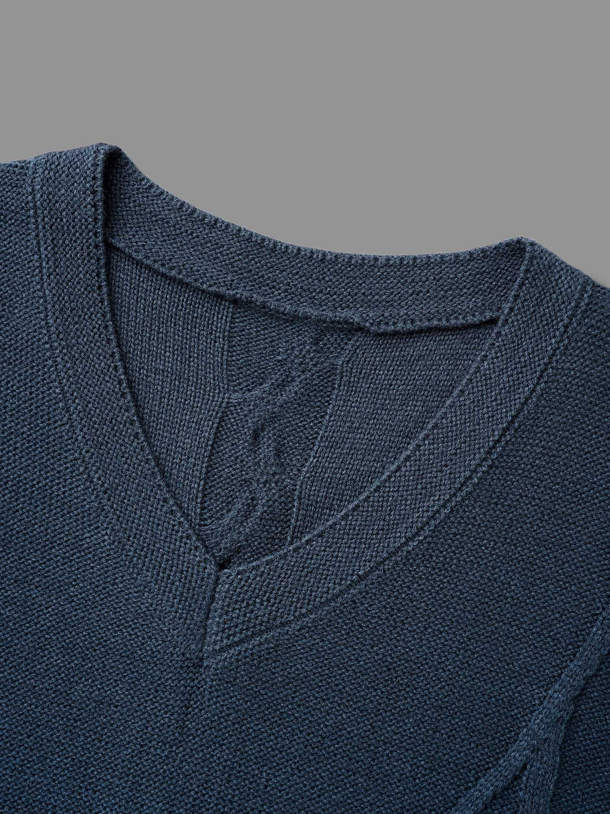 V Neck Cable Knit Texture Pullover