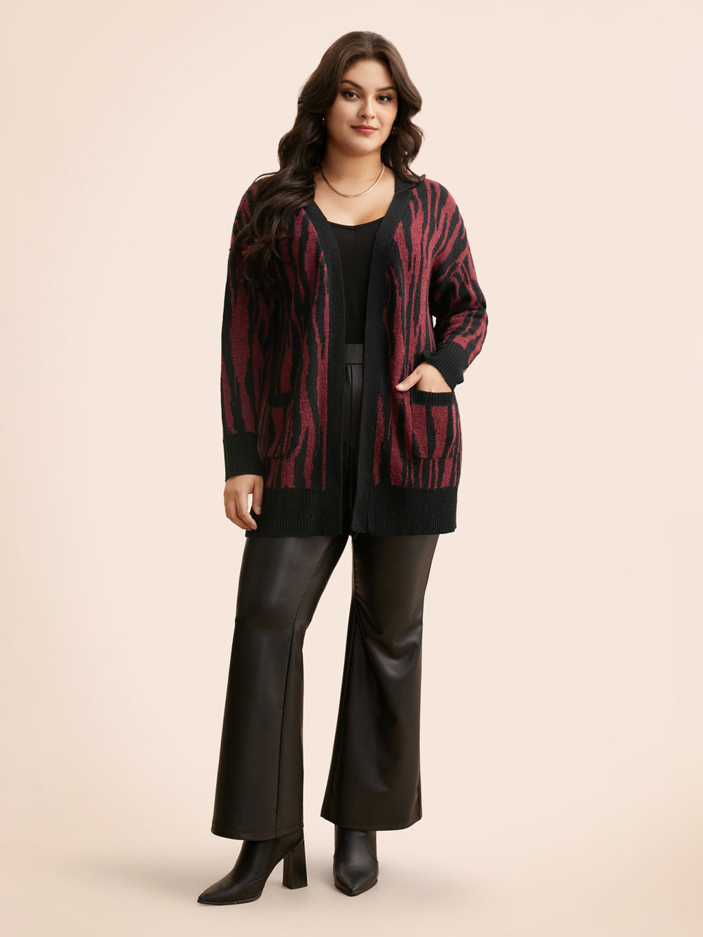 Zebra Print Patched Pocket Cardigan