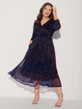 Luxe Mesh Pleated Elastic Waist Wrap Dress