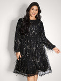 Back Bow Tie Fringe Sequin Mini Dress