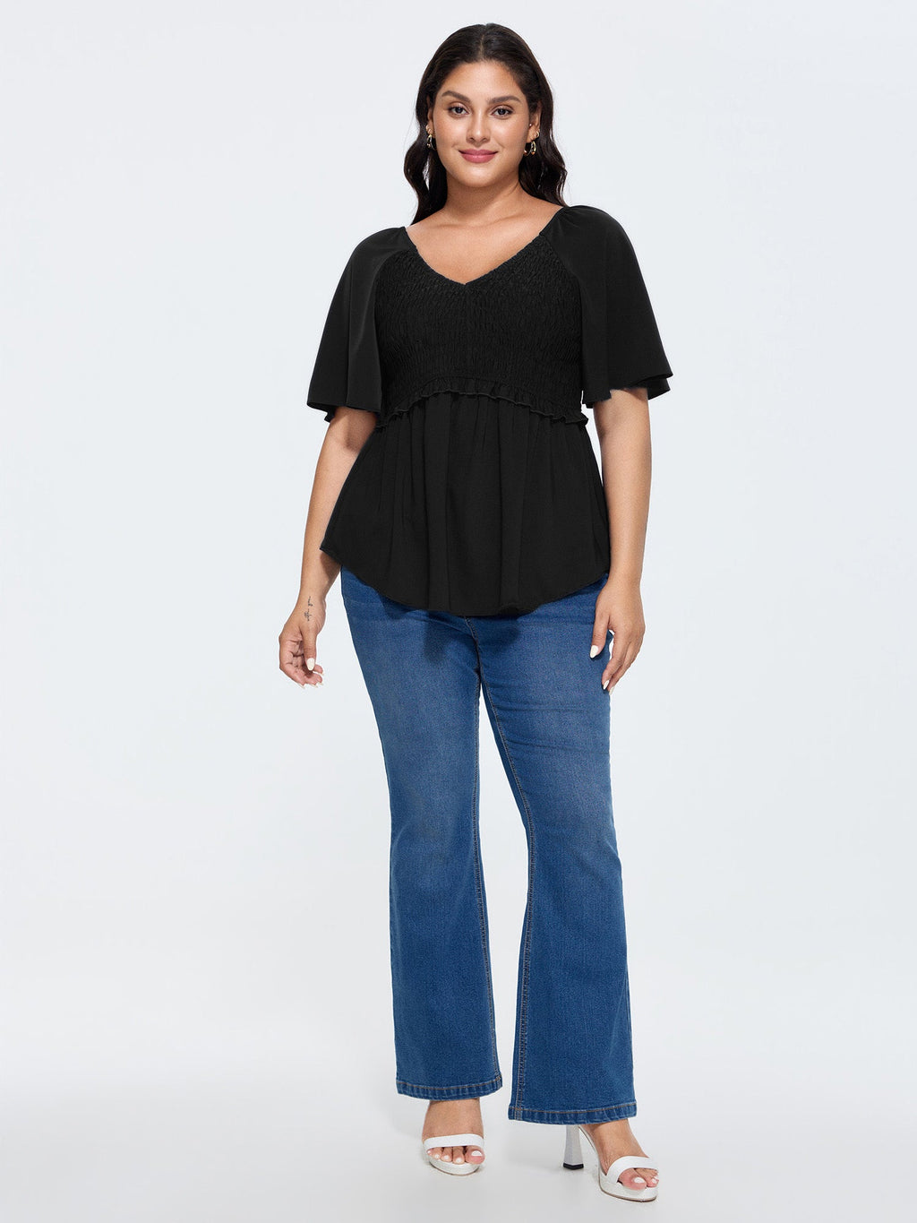 Shirred Back Fit And Flare Blouse