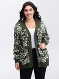 Floral Pattern V-Neck Knit Cardigan