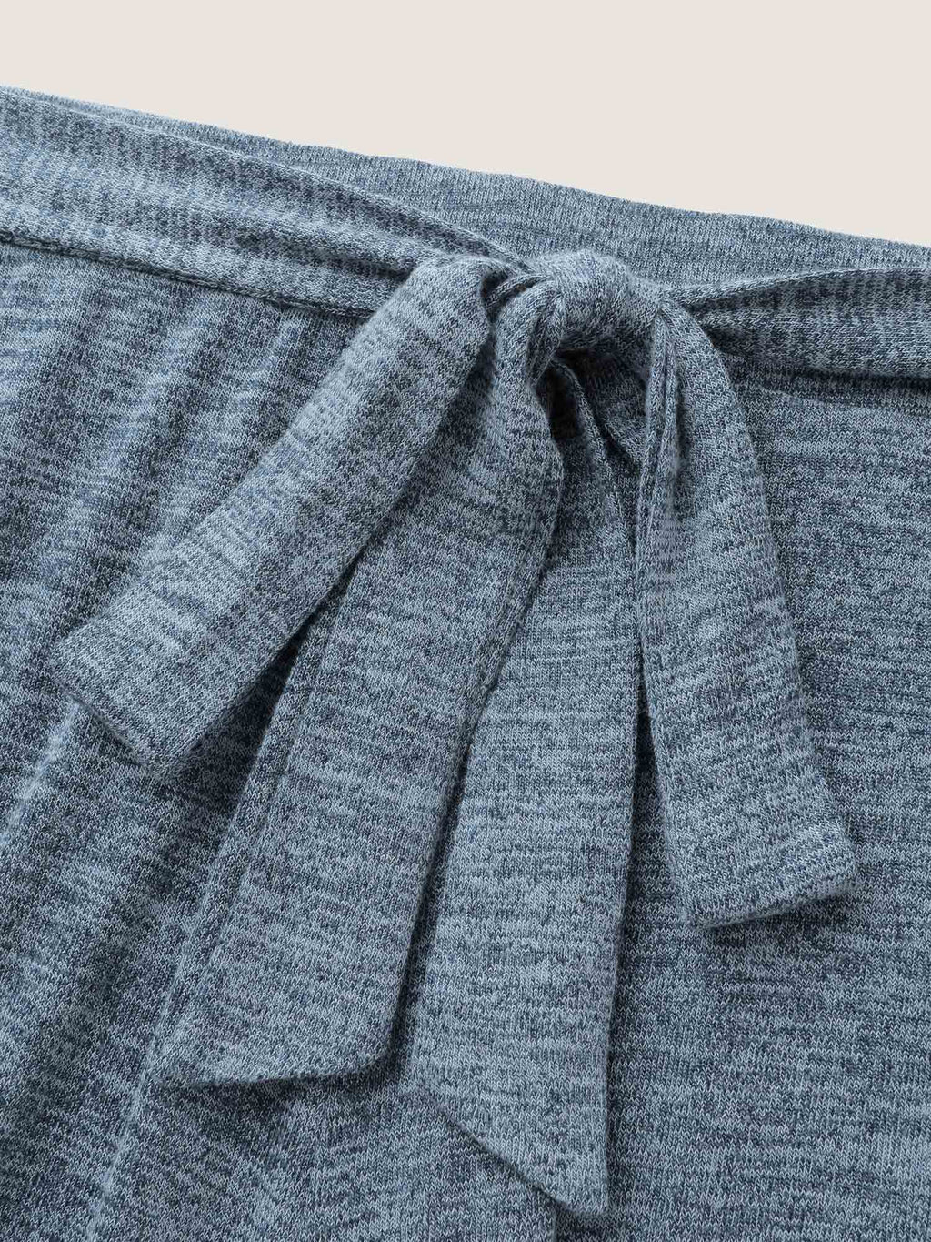 Stretchy Mixed-Color Belted Wide-Leg Pants