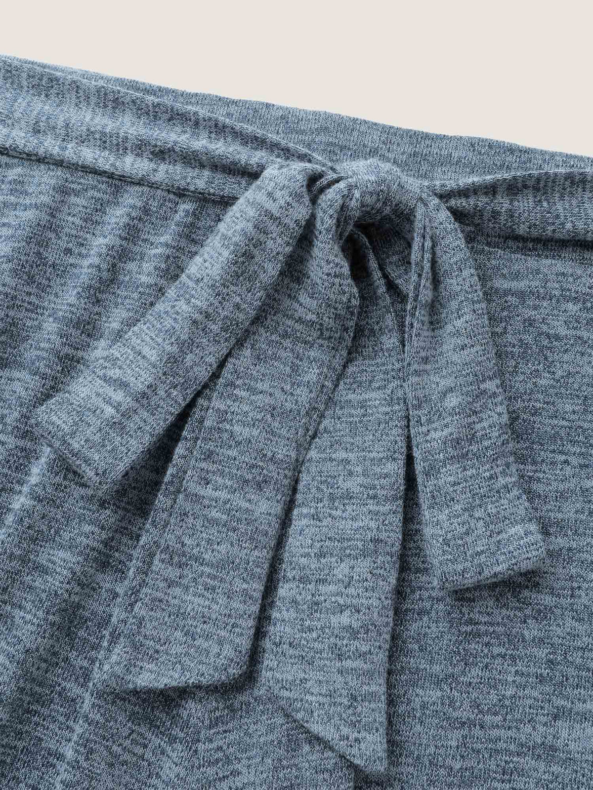 Stretchy Mixed-Color Belted Wide-Leg Pants