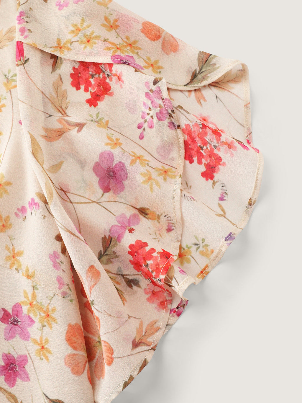 Sweet Floral Print Petal Sleeve Blouse