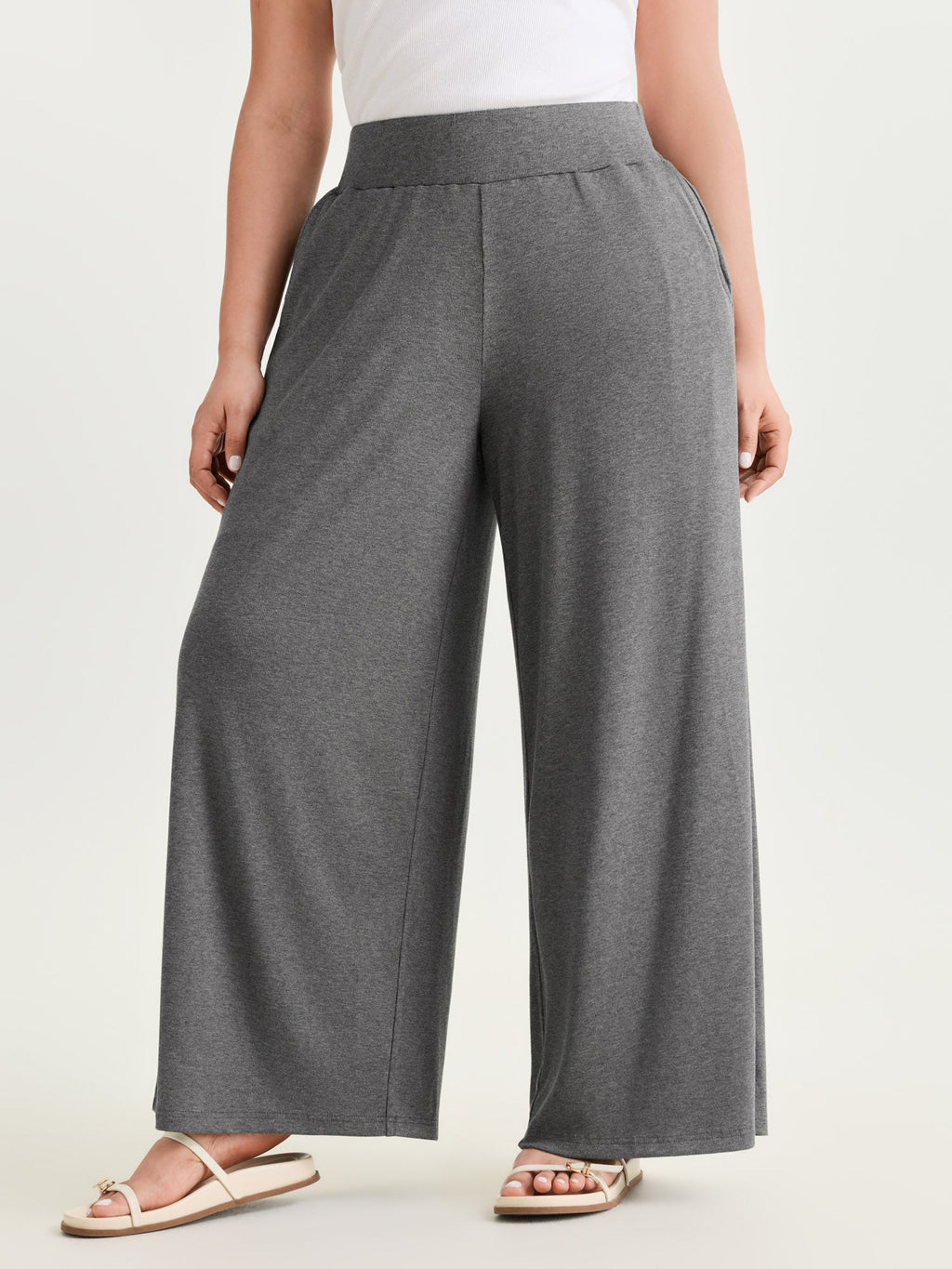 Stretchy Waist Straight-Leg Pants