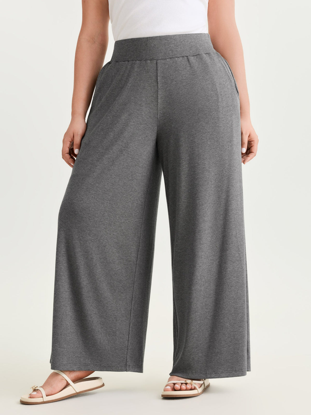 Stretchy Waist Straight-Leg Pants