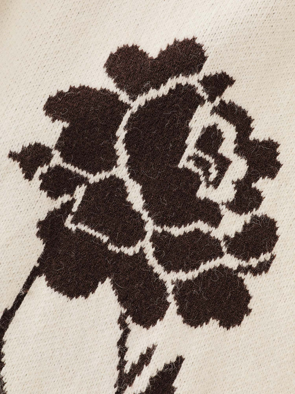 Floral Jacquard Hooded Contrast Knit Cardigan