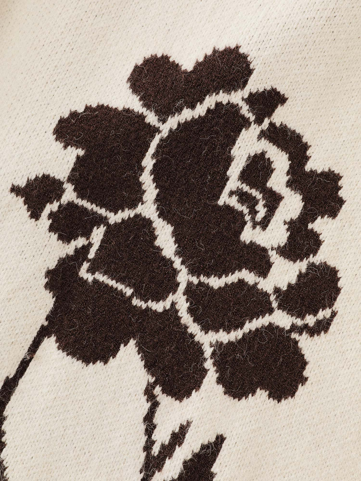 Floral Jacquard Hooded Contrast Knit Cardigan