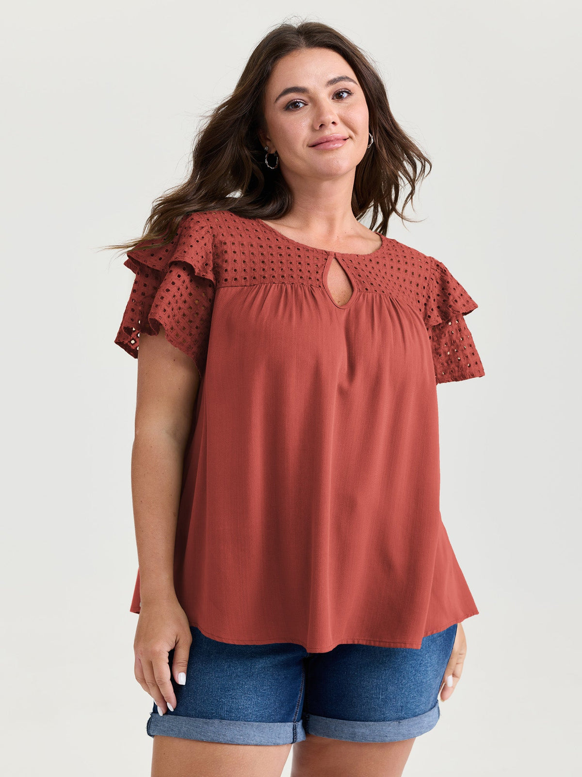 Pure Cotton Layered Sleeve Flowy Blouse