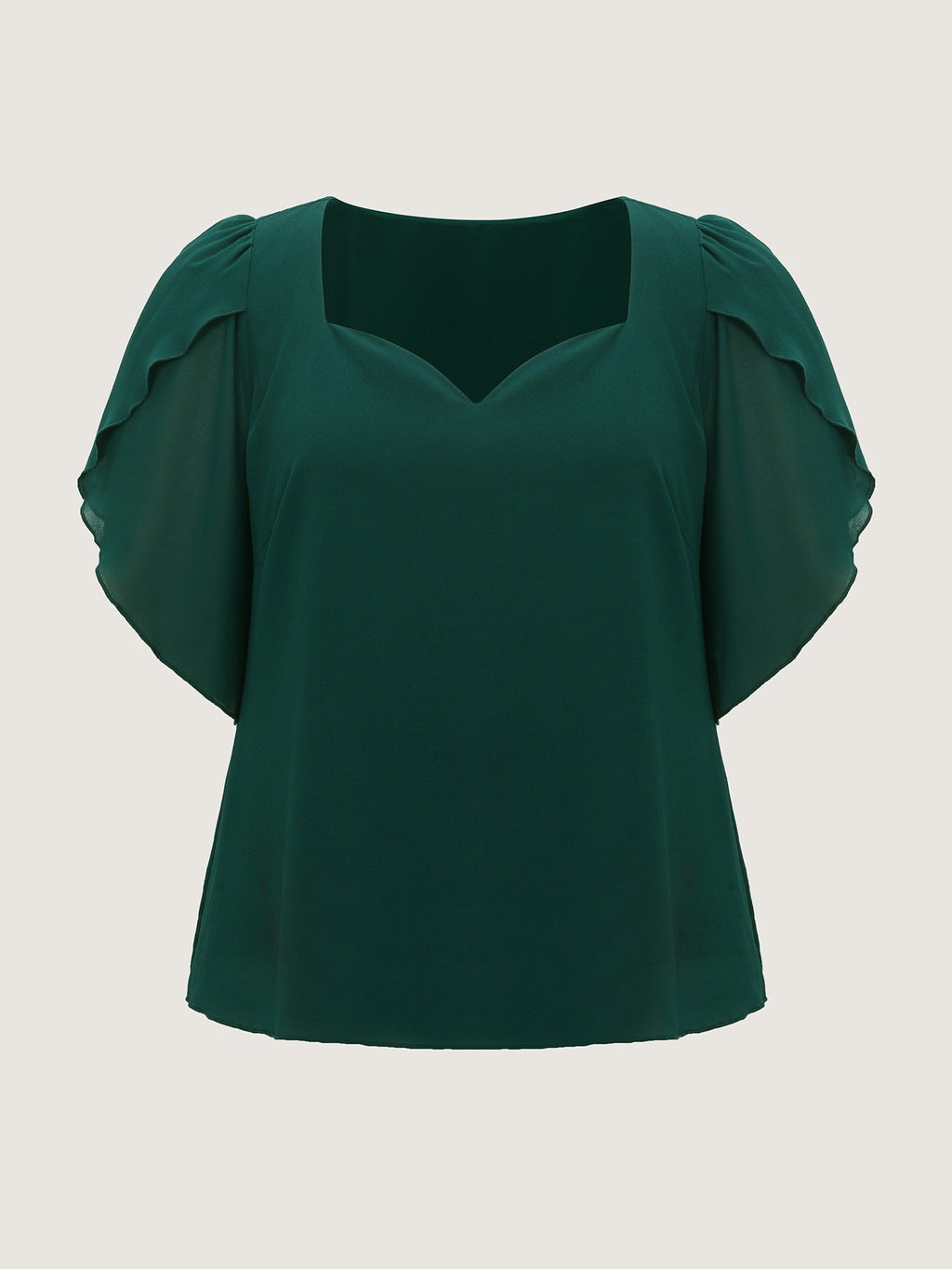 Petal Sleeve Sweetheart Neckline Blouse