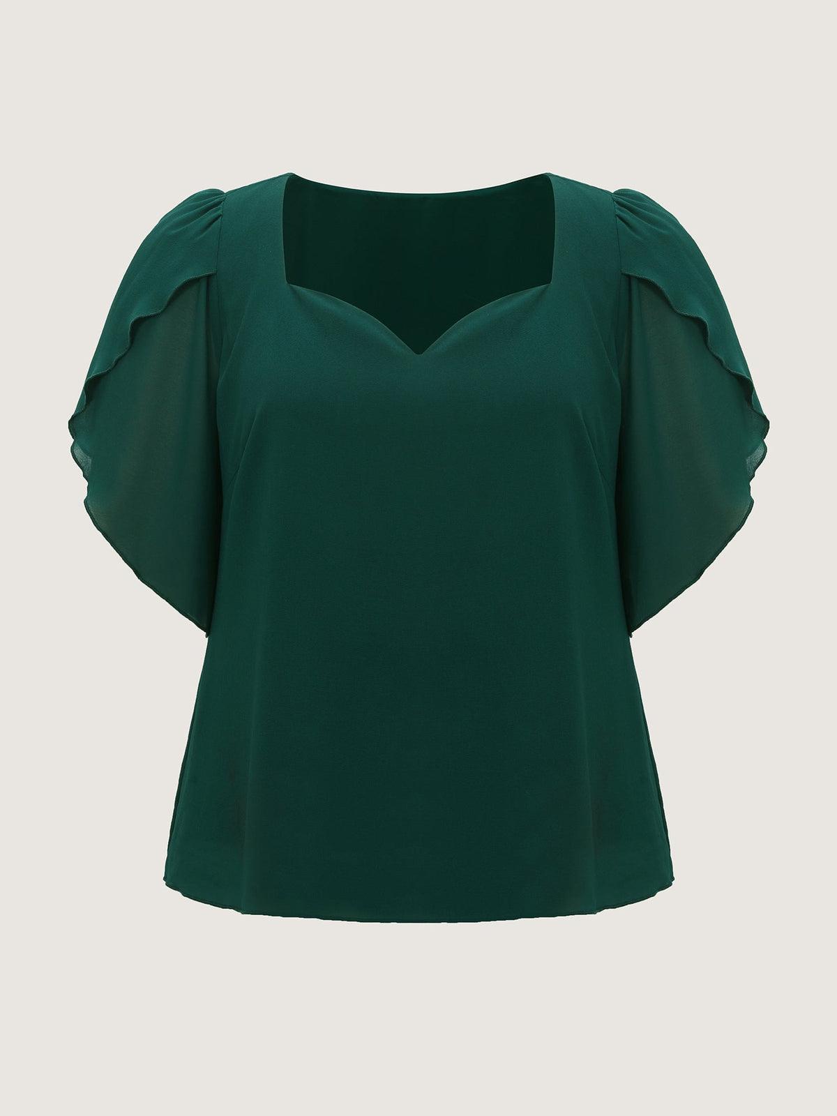 Petal Sleeve Sweetheart Neckline Blouse