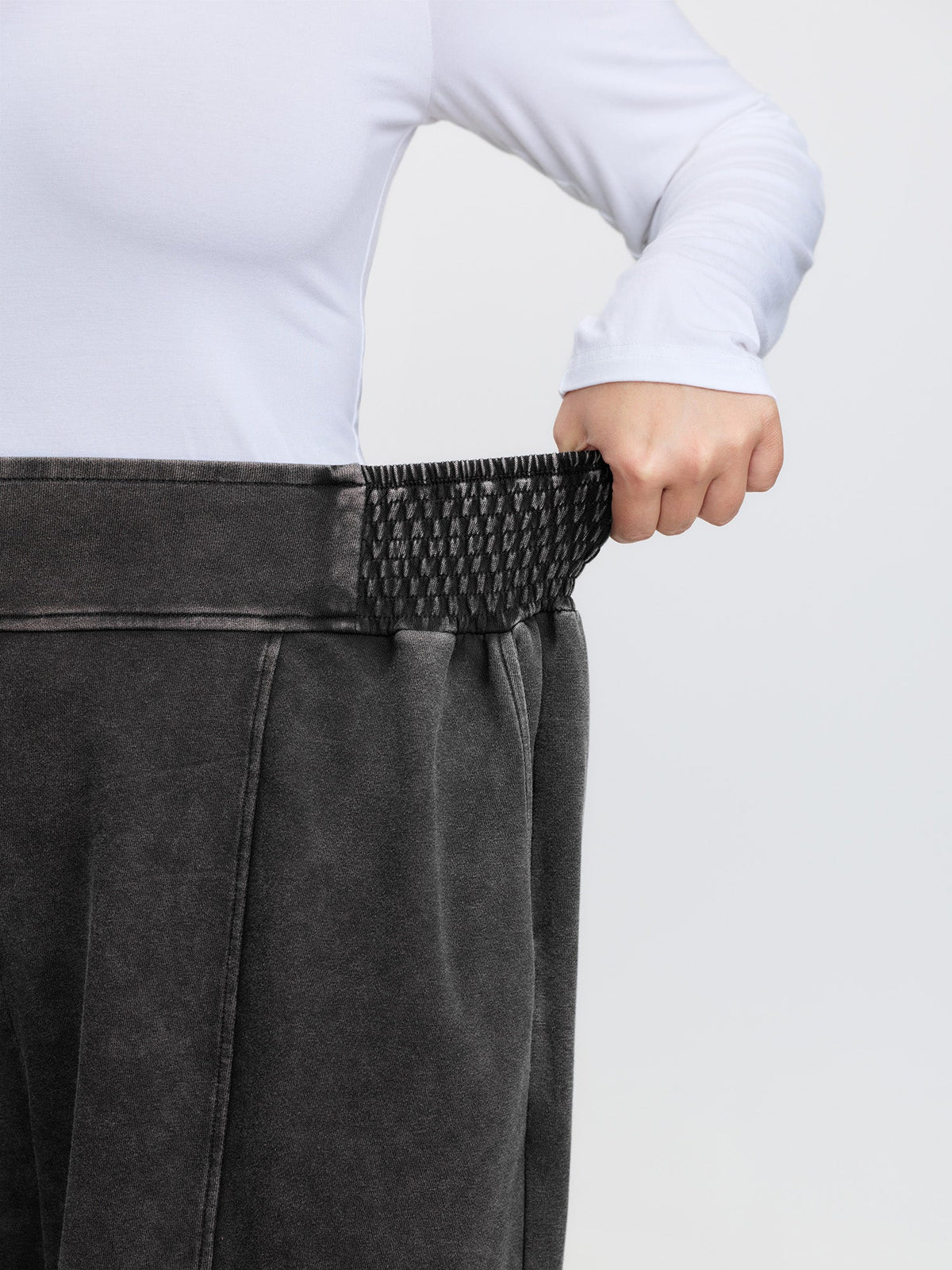 Stretchy Vintage Wash Wide-Leg Pants