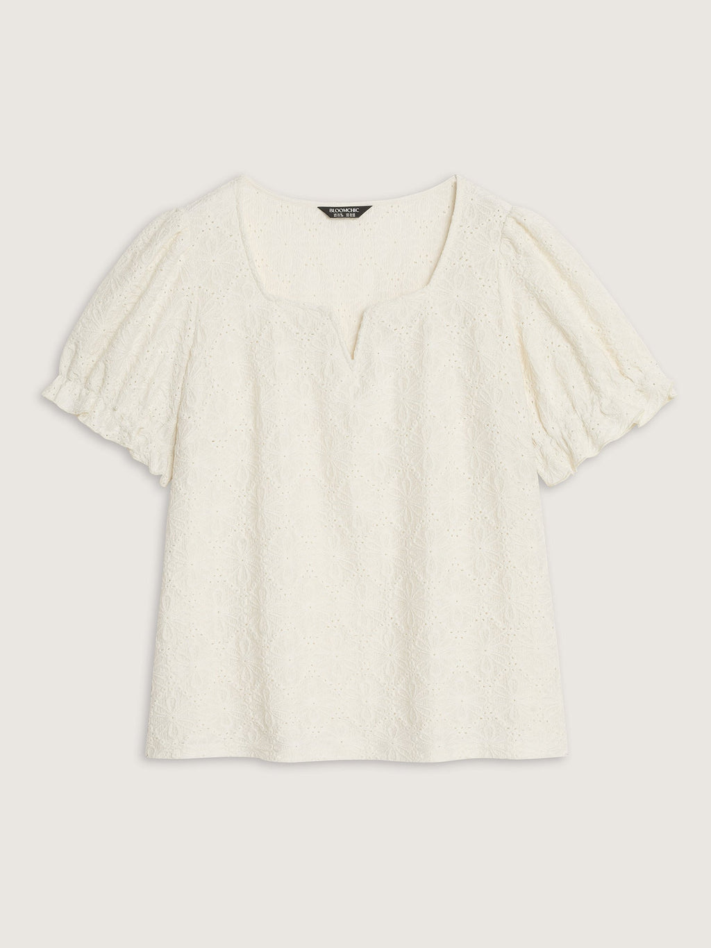 Floral Textured Split Neckline Blouse