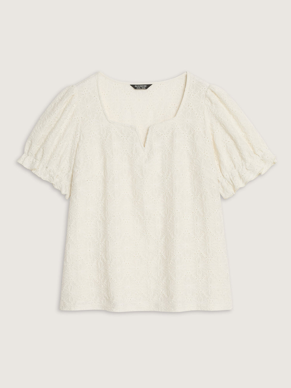Floral Textured Split Neckline Blouse