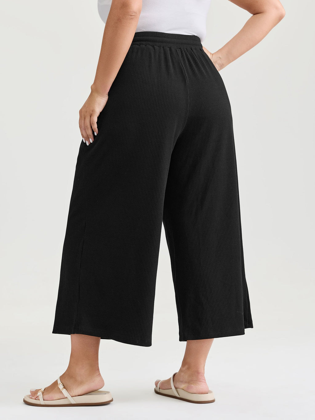 Drawstring Waist Stretchy Textured Sweatpants