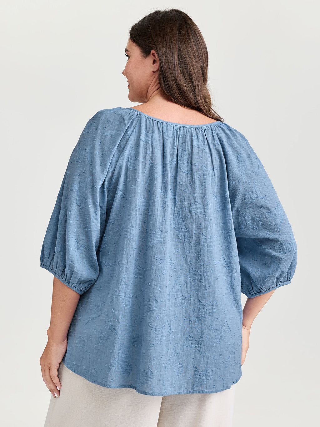 Pure Cotton Jacquard Pleated Blouse
