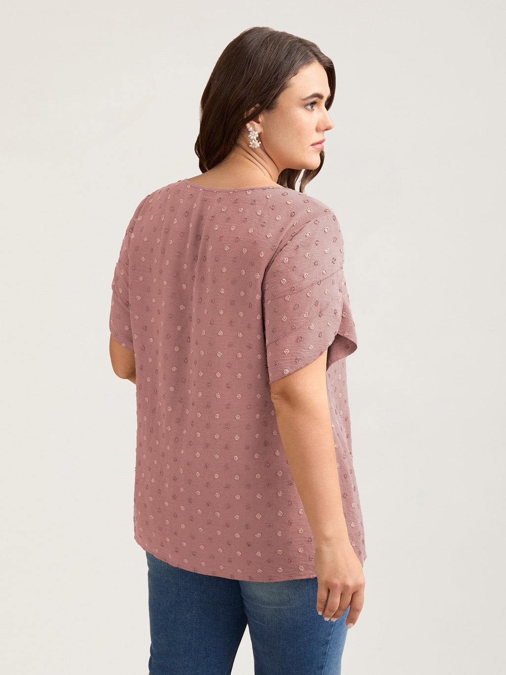 Textured Color Contrast Petal Sleeve Blouse