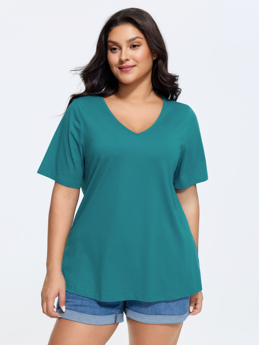 Cotton V Neck Plain Basic T-shirt