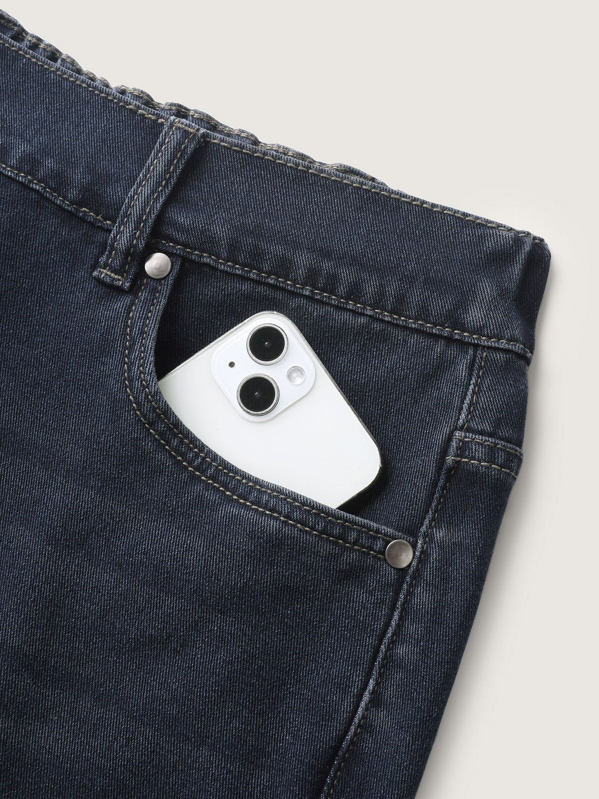 Pull-On Stretchy-Waist Wide-Leg Jeans