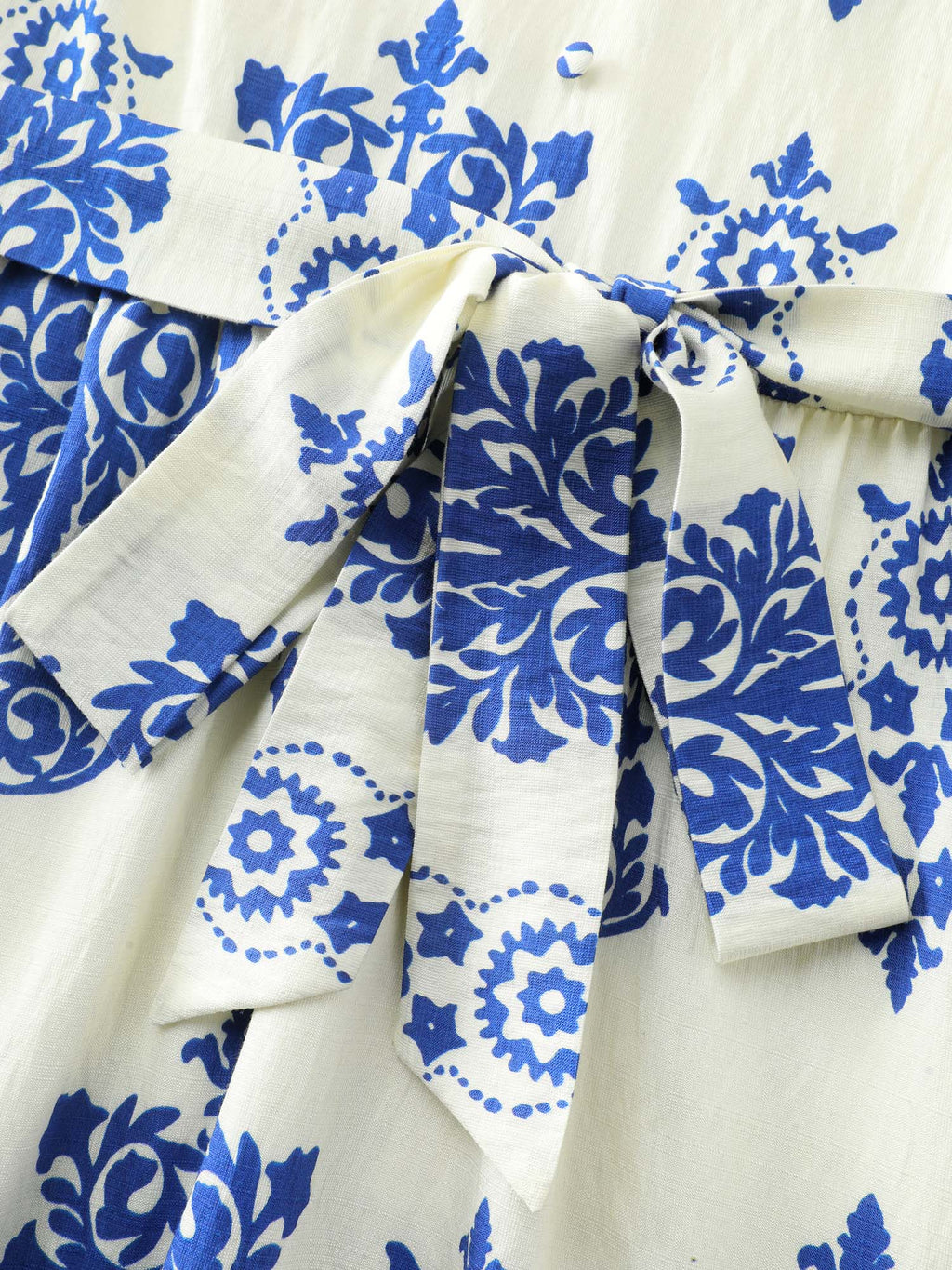 Floral Print Waist-Tie Pockets Midi Dress