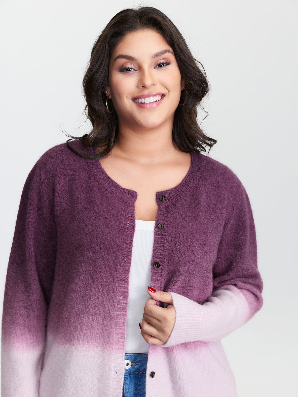 Supersoft Stretchy Color Gradient Knit Cardigan