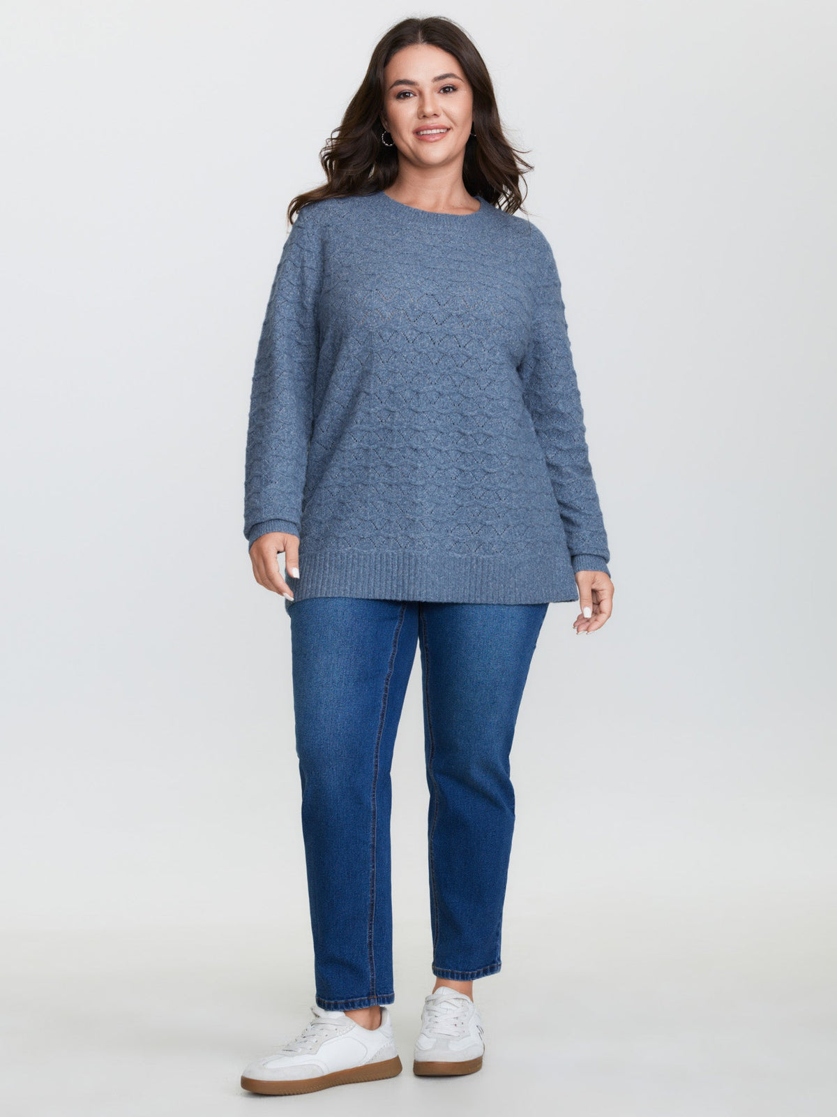 Textured Cut-Out Ribbed Hem Knit Cardigan