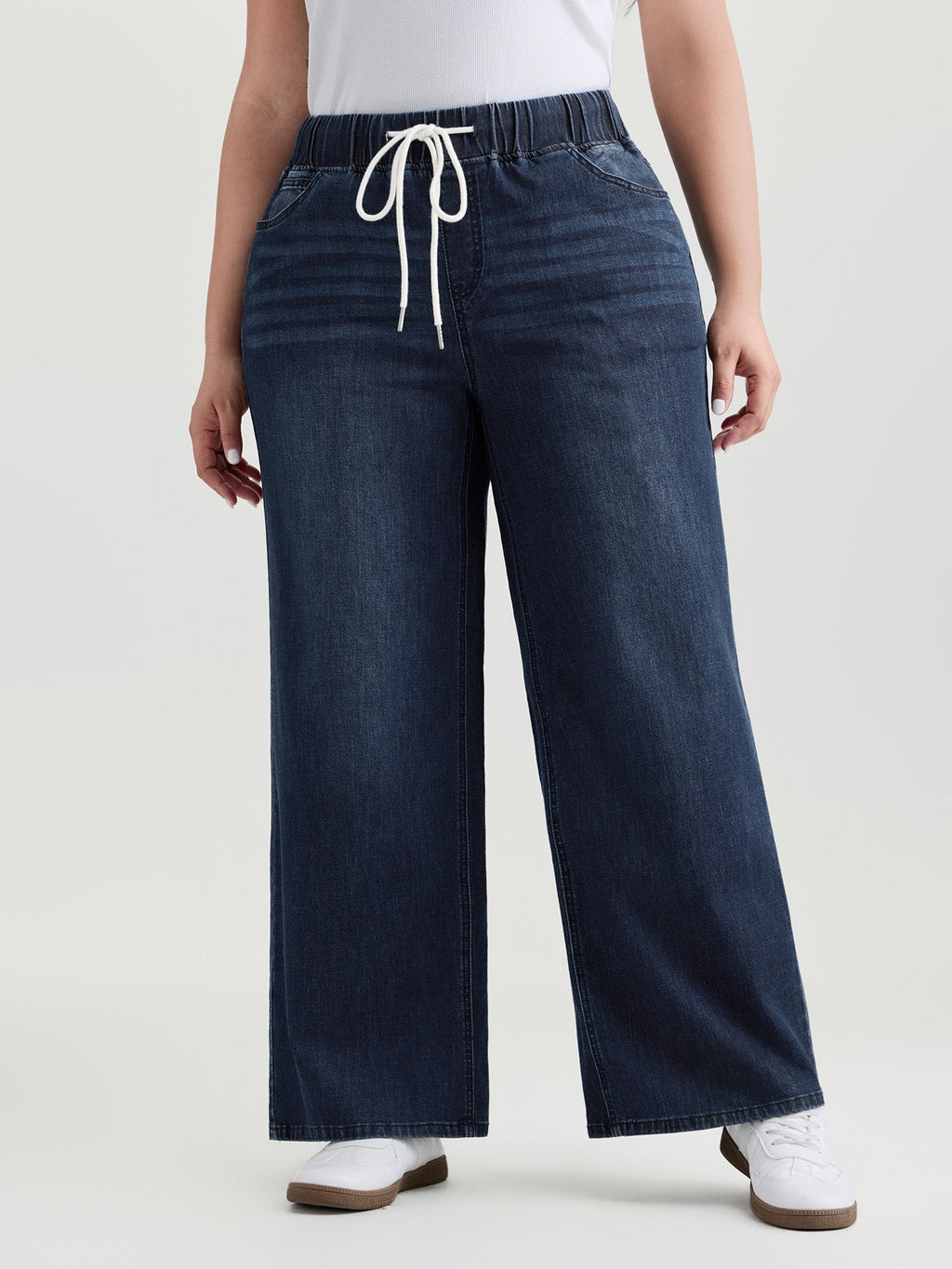 Easy Pull-On Stretchy Wide-Leg Jeans