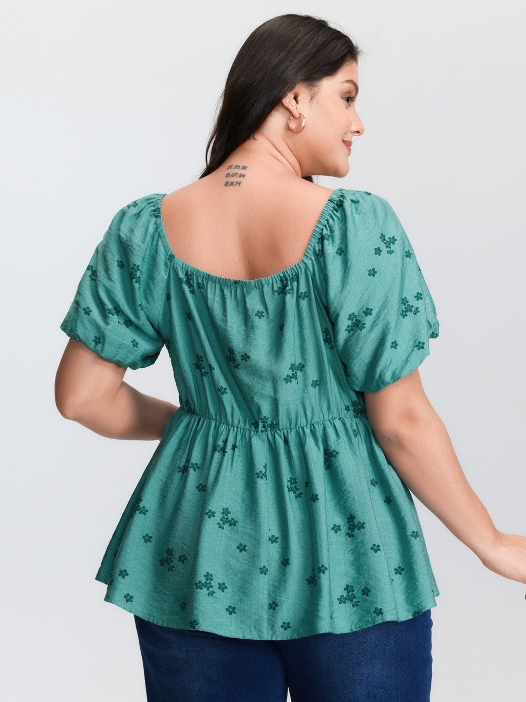 Floral Print Sweetheart Neckline Rayon Blouse